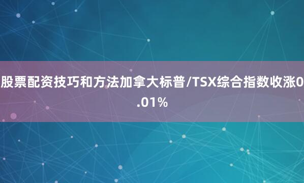 股票配资技巧和方法加拿大标普/TSX综合指数收涨0.01%
